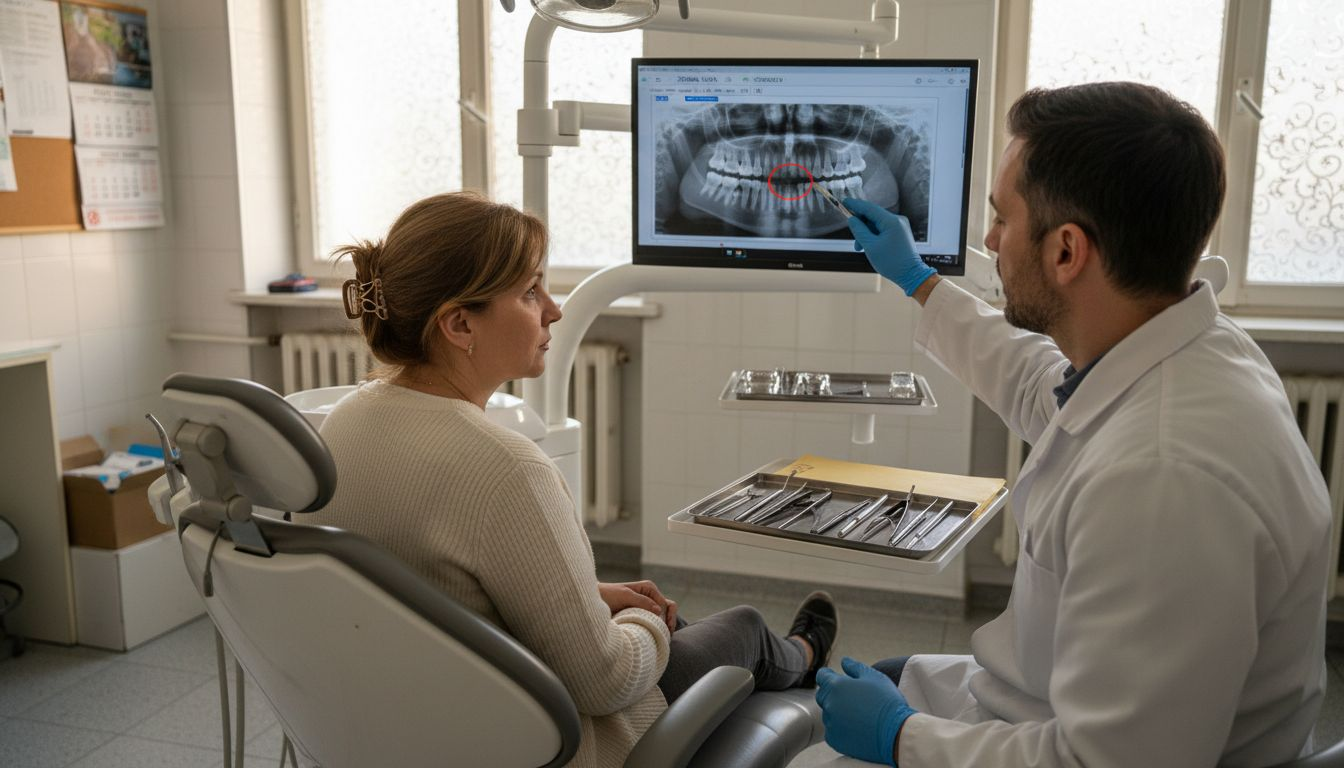 Pogovor med zobozdravnikom in pacientom pred začetkom zdravljenja