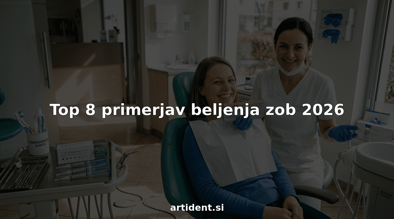 Zadovoljna pacientka se s širokim nasmehom posvetuje z zobozdravnikom glede beljenja zob.