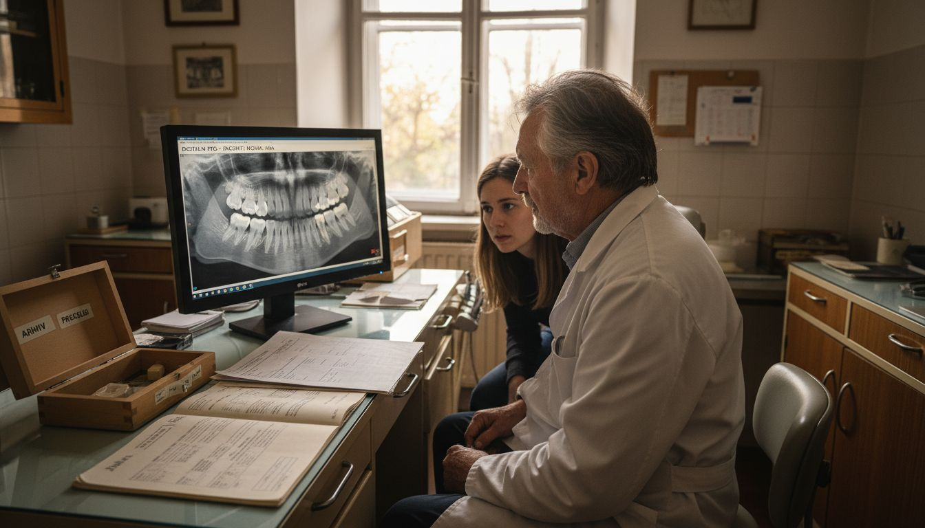 Zobozdravniški pregled: zdravnik pregleda bolnika