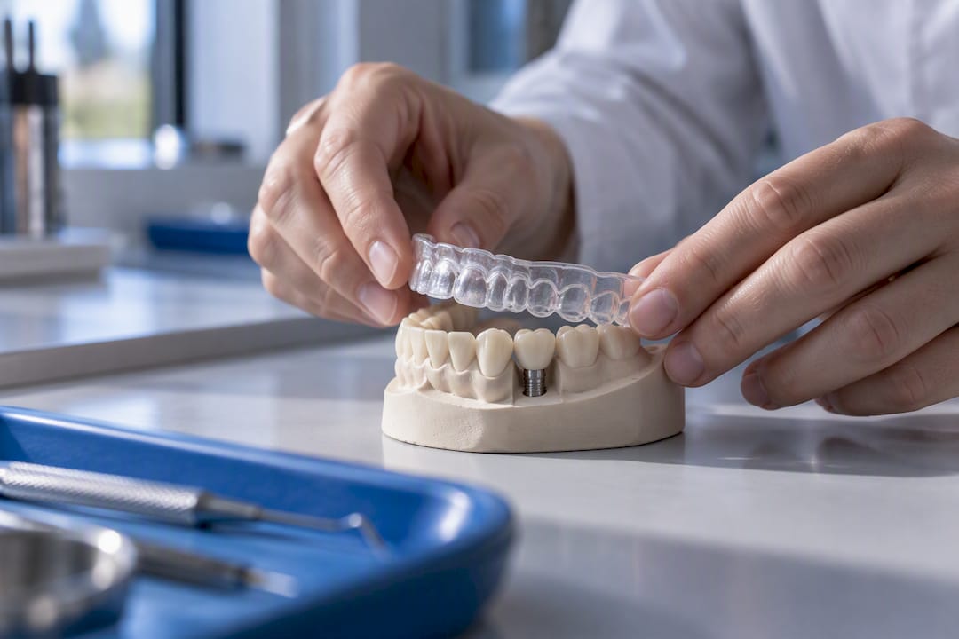 Zobni ščitnik za zaščito kron na implantatih