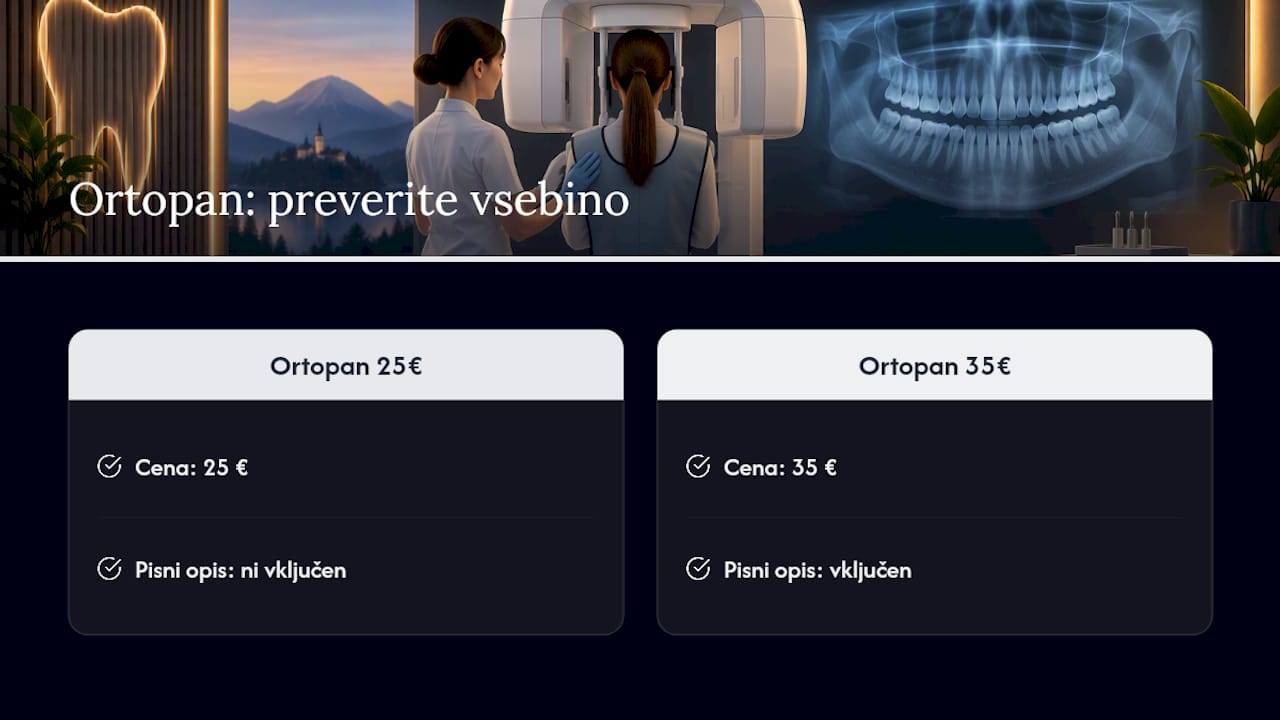 Primerjava cen in obsega dveh ortopan storitev