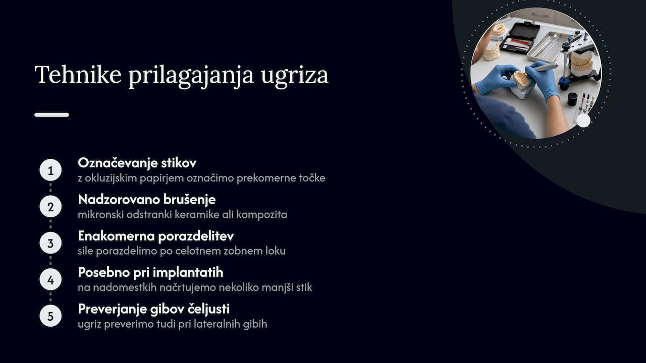 Tehnike prilagajanja ugriza po protetiki — overview diagram
