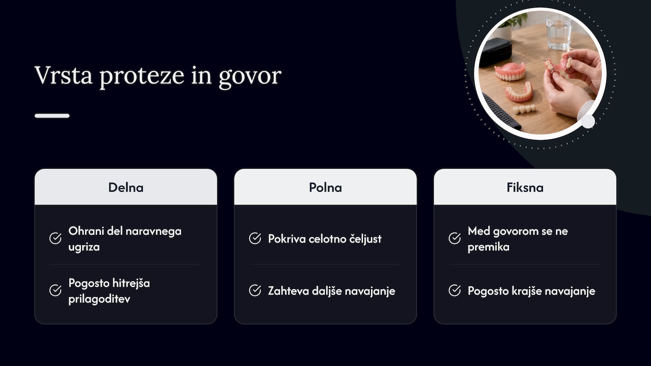 Primerjava treh vrst protez in govorne prilagoditve