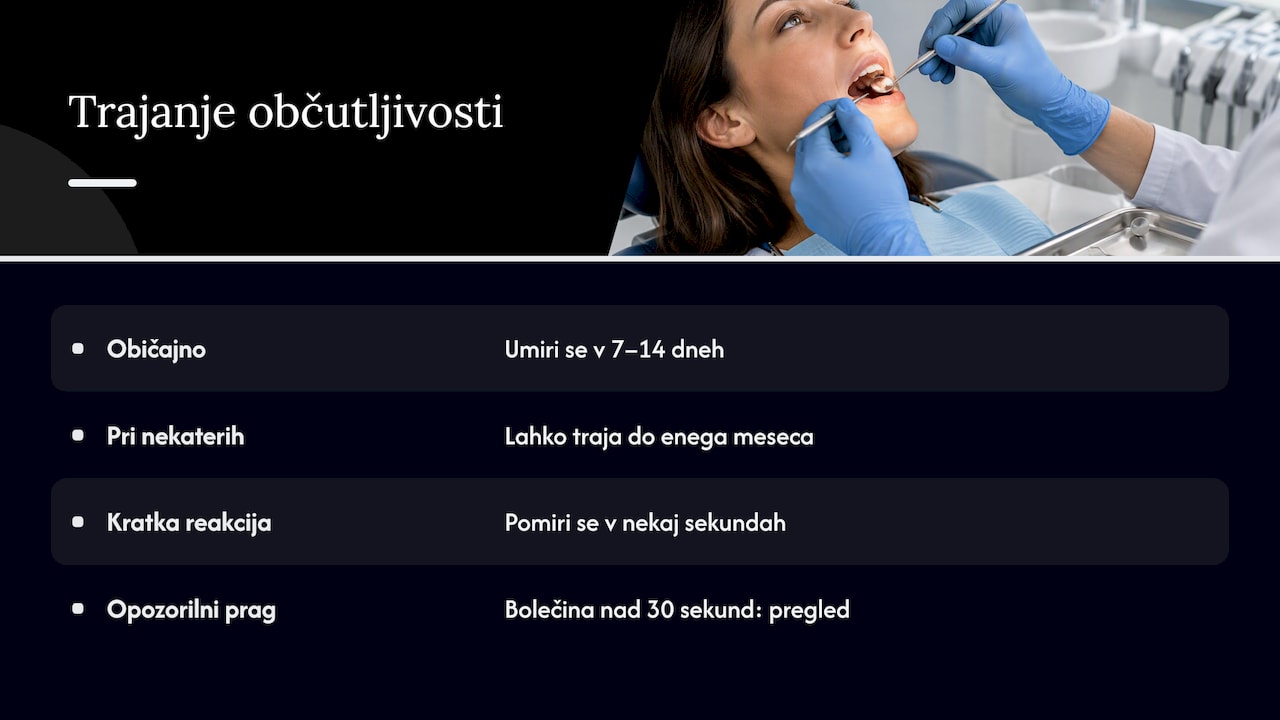 Časovnica občutljivosti in prag za pregled